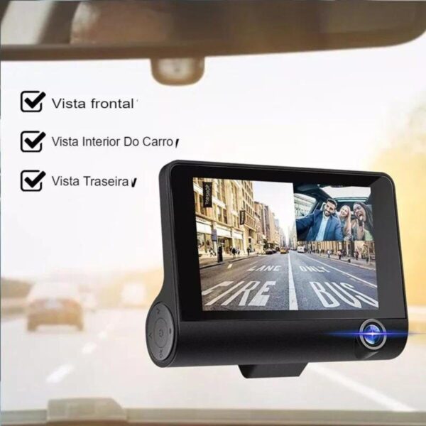 61vSsVMLvHL._AC_SL1200_.jpg Câmera Veicular Automotiva DVR 3 Câmeras, Gravação Full HD 1080p Frontal e Traseira, LCD 4 Polegadas, Visão Noturna, Sensor de Movimento, Modelo KP-S132