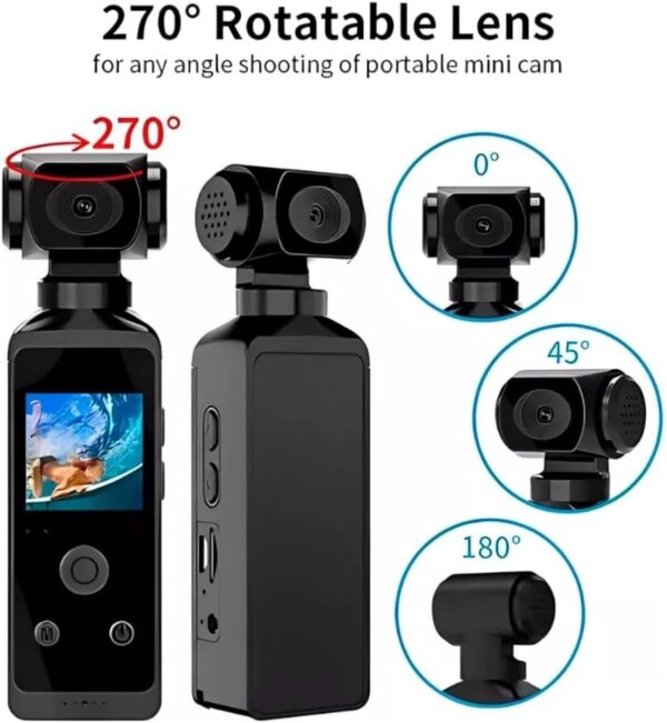 61wjv0m3AVL._AC_SL1079_.jpg Câmera de ação HD 4K de bolso 270 ° Mini câmera esportiva wi-fi rotativa com estojo à prova d'água para capacete, gravador de motorista de bicicleta de viagem