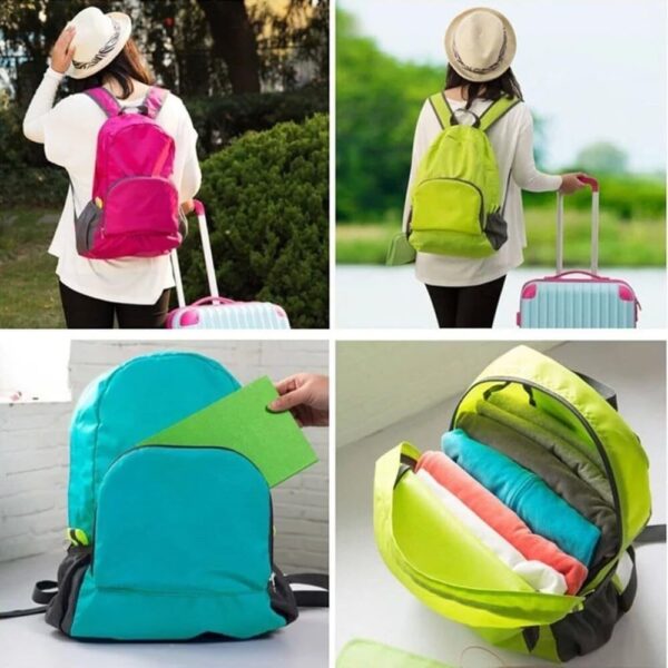 Mochila Dobrável Impermeável Nylon Esportiva Escolar 25L Resistente à Água (Azul Marinho)