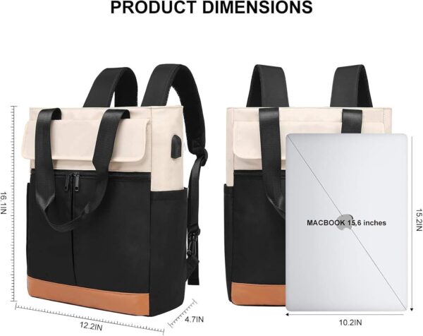 61xdCElxkVL._AC_SL1500_.jpg Mochila CYUREAY feminina conversível de trabalho para notebook, computador, com porta de carregamento USB, Preto