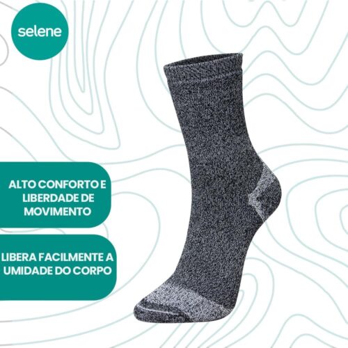 Kit 2 Pares Meias Selene Trilha Caminhada Atoalhada Trekking Coolmax Bota Coturno