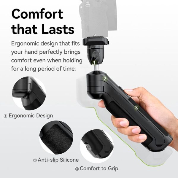 HollyWave Mini Tripé de Mão/Mesa TT38 para Câmeras e Celular, Abertura Rápida, Cabeça Esférica 360°, Montagem 1/4", Design Portátil