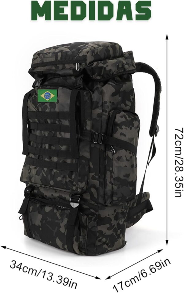 61z902Mkn4L._AC_SL1500_.jpg Mochila Tática Militar 80L Impermeável Resistente, Cargueira Camping, Pesca, Trilha, Trekking – J’PRIB Masculina e Feminina Unisex