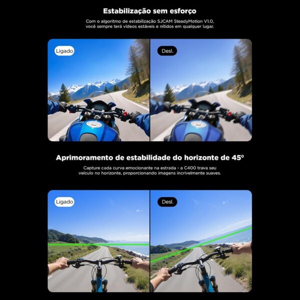SJ~CAM C400 Pocket Camera de Ação,4K Camera Filmadora,7 Horas de Autonomia, Estabilização, Tela Sensível ao Toque de 2,29 Polegadas, à Prova D'água até 30 Metros