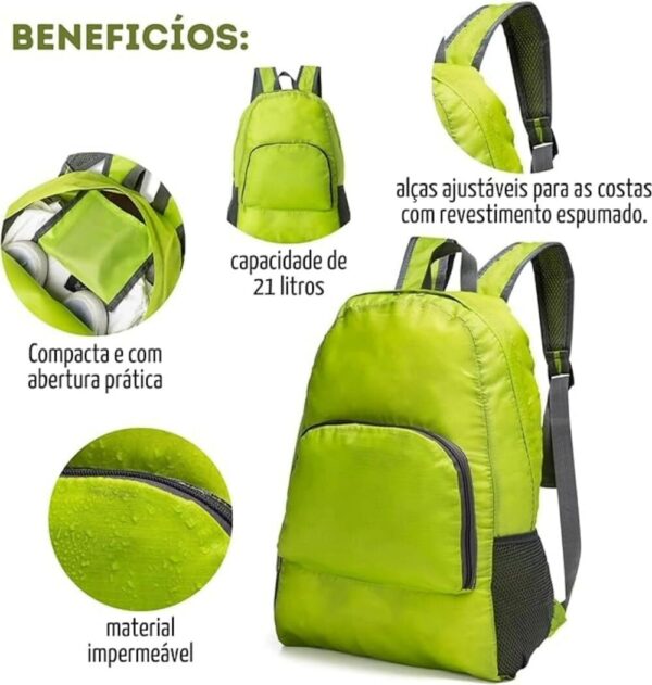Mochila Dobrável Impermeável Nylon Esportiva Escolar 25L Resistente à Água (Azul Marinho)