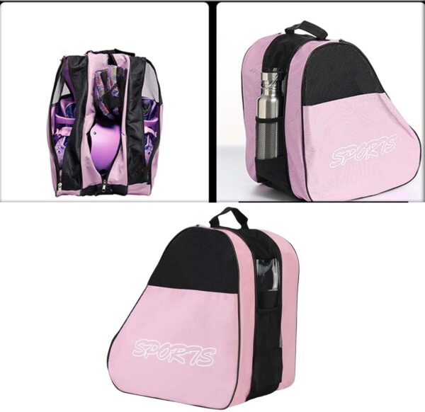 Bolsa de patins, bolsas de patins respiráveis com alça de ombro ajustável, bolsa de armazemento de sapatos de patição, acessórios de patins
