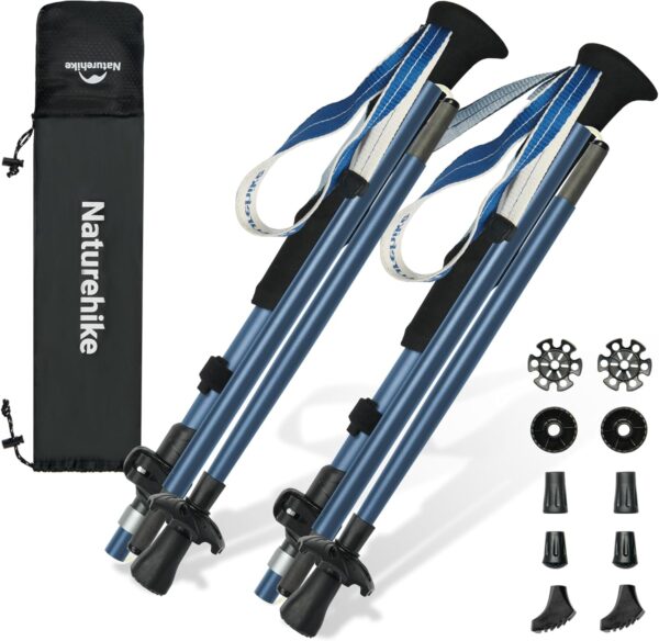 710T2eFdfpL._AC_SL1500_.jpg Naturehike Bastões dobráveis para caminhada e trekking, 2 unidades ajustáveis e leves de alumínio para trekking