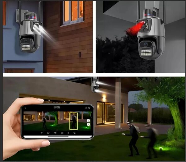 JL PROTEC Câmera de Segurança,Wifi 1080p 360° Full Hd Prova D'áGua Infravermelho Ip Wifi Ipsky2 Lente Dupla 6mp