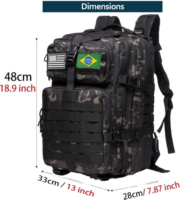 THURAM Mochila Tática 50L, Sistema MOLLE, Grande Capacidade para Trilhas, Acampamentos, Caça e Aventura - Mochila Resistente para 3 Dias de Emergência e Atividades ao Ar Livre