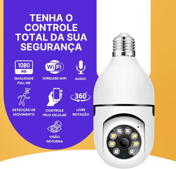 Câmera Lâmpada Câmera Espiã de Segurança WiFi, 1080P Câmera de Base E27 com Visão Noturna Infravermelha intercomunicador bidirecional, Câmera Vigilância com Função de Rastreamento Automático YOOsee