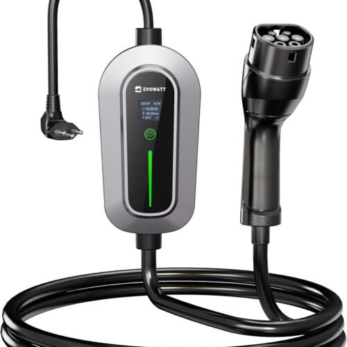 Carregador Portátil para Carro Elétrico BYD GWM VOLVO CHERY TOYOTA, 3,5kW, Bivolt 110v 220v, 6 metros, Wallbox, LED indicador, Tela TOUCHSCREEN