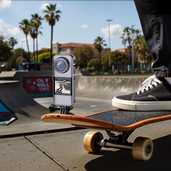 Câmera de ação com tela de duas cores, câmera à prova d'água adequada para câmeras de capacete de motocicleta de viagem, equipada com cartão de 32 GB, 2 baterias e vários kits de instalação