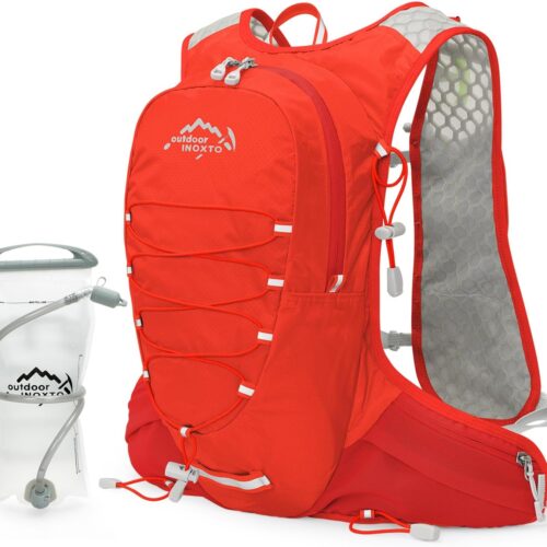 Colete de hidratação para corrida para homens e mulheres Mochila de água para corrida 3L Pacote de hidratação para corrida de trilha Maratona Caminhada (Vermelho-2L Bexiga de água)