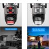 Câmera IP Sem Fio de Segurança Externa HD 3MP, Câmera de Visão Noturna Infravermelha WiFi, Dupla Lente Grande Angular, IP66 à Prova D'água e à Prova de Poeira, Luz de Advertência