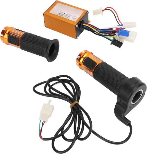 Controlador Escovado de 24V 250W, para Bicicleta Elétrica Com Garras do Acelerador, Controlador de Velocidade do Motor da Liga de Alumínio para Triciclo Elétrico, Motocicleta, Ouro