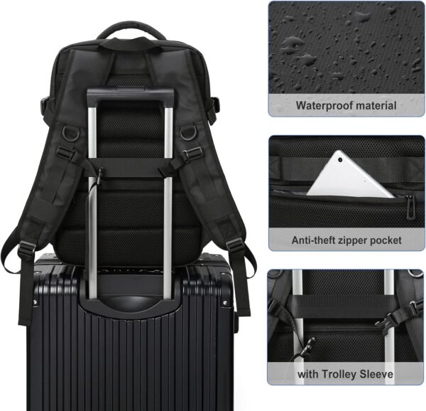 Mochila feminina de viagem grande, impermeável, aprovada como bagagem de mão, para trilha e esportes ao ar livre, B8 - Preto, X- Large