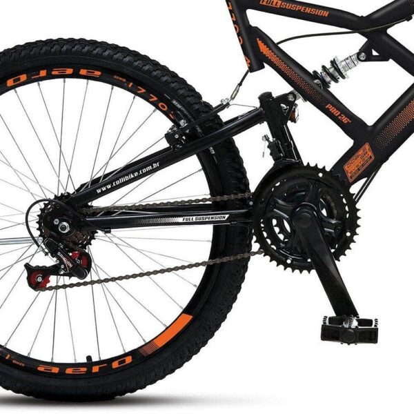 716GVybDgkL._AC_SL1000_.jpg Colli Bike, Bicicleta GPS 148 Dupla Suspensão e Freios V-Brake, Aro 26 Aero, 36 Raias, 21 Marchas