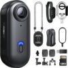 Câmera corporal 128G 4K, câmera tamanho polegar, câmera vestível com clipe giratório de 360° e clipe magnético, 120 minutos para gravação, levar para palestras, viagens, caminhadas com