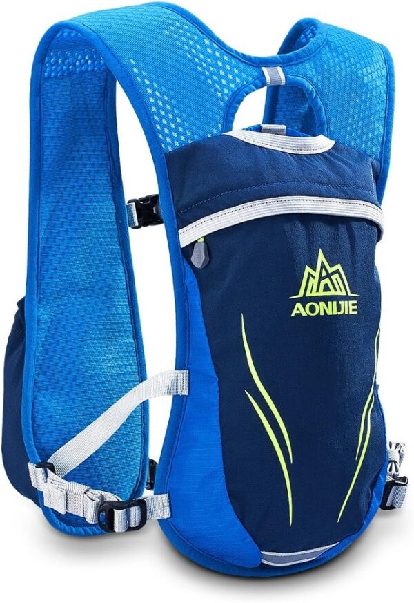 718N2iMJZRL._AC_SL1001_.jpg AONIJIE Colete de hidratação de corrida para mulheres e homens, mochila leve para corrida em trilha, 5,5 L, azul, Azul, Large, Esportivo