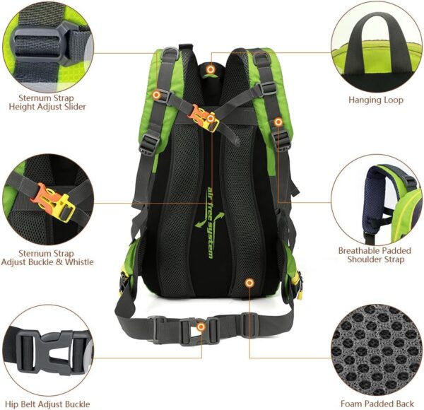 Domary Mochila de viagem 40L resistente à água para caminhada no acampamento laptop mochila de caminhada trekking e bolsas para escalar costas para homens e mulheres