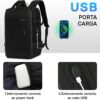 Mochila de Viagem Expansivel Masculina Feminina, Mochila Para Notebook Executiva Impermeável Reforçada Cabo USB,Mochilas Trabalho Escola Viagens Presente