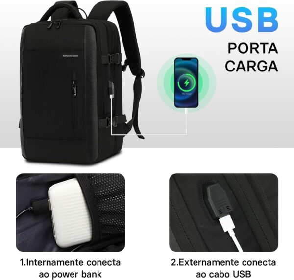 Mochila de Viagem Expansivel Masculina Feminina, Mochila Para Notebook Executiva Impermeável Reforçada Cabo USB,Mochilas Trabalho Escola Viagens Presente