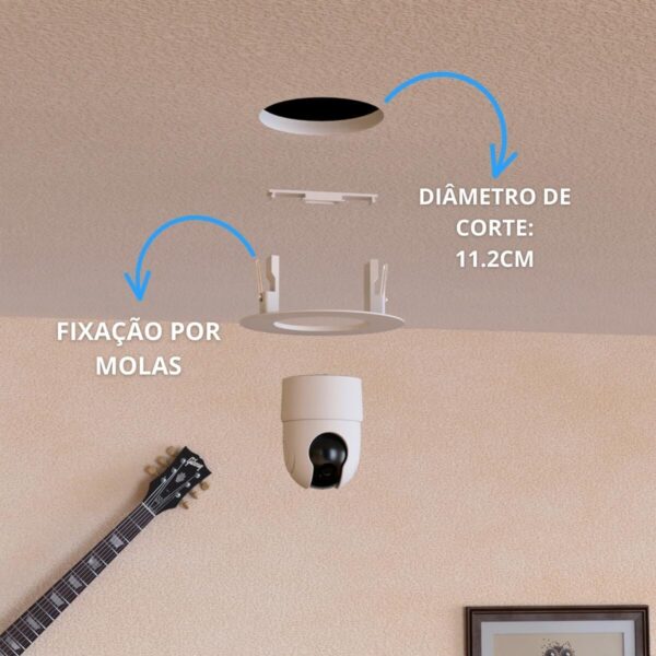 Suporte de Embutir para Teto – Compatível com Câmera Intelbras IME 360 – Giro 360° – Branco