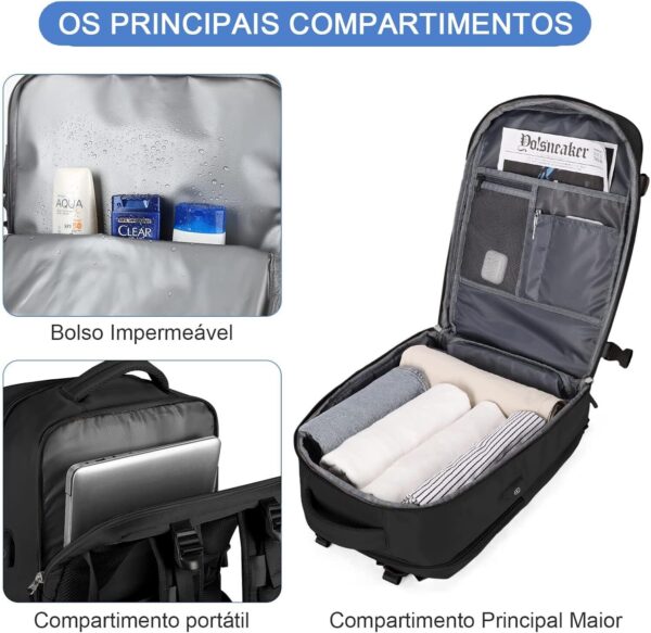 Mochila De Viagem Grande Impermeável, Com Porta Usb, Compartimento Para Sapatos, Bolsa Para Objetos úmidos, Mochila Para Notebook, Mochila Feminina