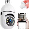 Câmera de Segurança Lâmpada WiFi IP Full HD 1080p com Rotação 360°, Visão Noturna, Detecção de Movimento, Áudio Bidirecional, Conexão 2.4G, Bocal E27, Bivolt
