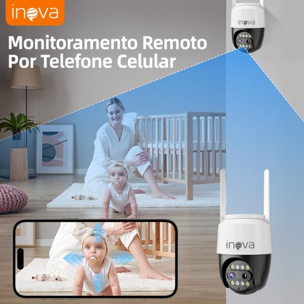 71AXlS6r6xL._AC_SL1500_.jpg Câmera de Vigilância 4K para Ambientes Externos/Internos, Controle por APP, Zoom 8x, Visão Noturna Infravermelha, Rotação 355°/90°, IP66 à Prova d'Água-(MD-30162)