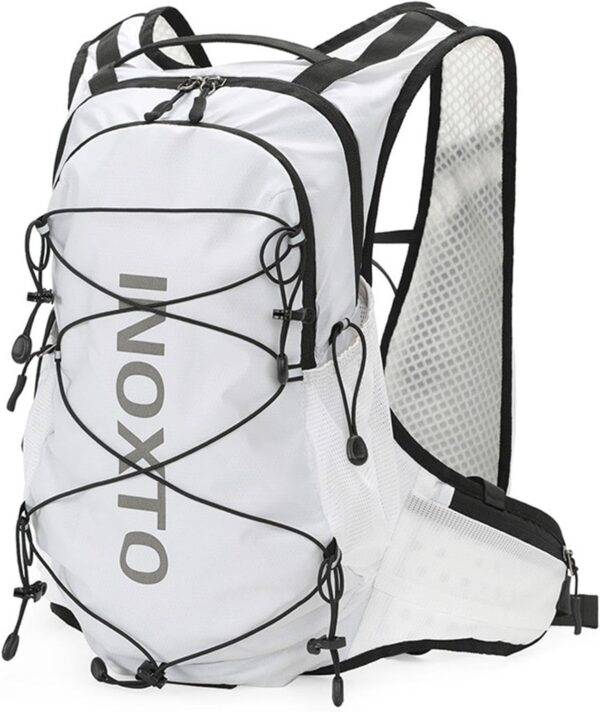 Dynwave Pacote de hidratação 12l mochila de hidratação leve reflexiva ultraleve bexiga de água correndo mochila para escalada de montanha, branco