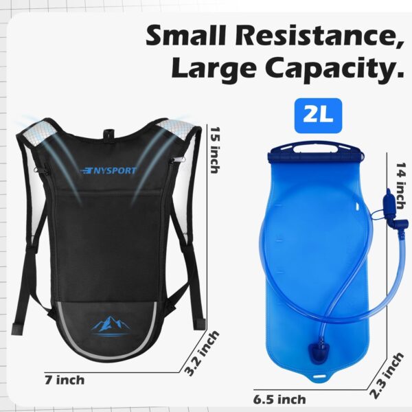 TNYSPORT Mochila De Hidratação Com 2 Unidades E Reservatório Litros, Leve Respirável Para Água 3 Bolsos Alças Reforçadas (Azul Cinza Claro)