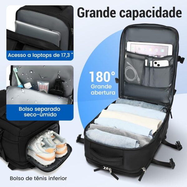 71CYMnlvKL._AC_SL1500_.jpg Mochila de Viagem Expansivel Grande Masculina Feminina,Mochila Avião Notebook Bolsa de Sapato,Executiva,Antifurto,Reforçada,USB,Impermeável,Escolar,Faculdade,Trabalho,Presente