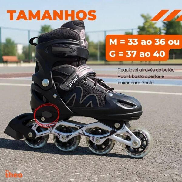 Patins Roller Ajustável Inline 4 Rodas Adulto Rodinha Led