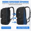 Mochila viagem de expansão de 50 litros, com 6 sacos de armazenamento, Anti-roubo, com porta USB e porta de fone de ouvido, mochila notebook, Adequado para homens e mulheres (preto)