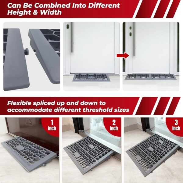 71FXIYL2m3L._AC_SL1500_.jpg ROBLOCK Rampas de Cadeira de Rodas Destacáveis de 1 Polegada para Degraus de Entrada Em Casa, Rampas de Porta Modulares Portáteis para Portas E Carros, Capacidade de Carga de 3.000 Libras, 2 Peças