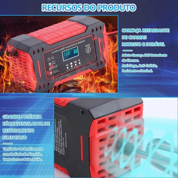 71FoLZbP3EL._AC_SL1000_.jpg Carregador de Bateria Inteligente 12V Bivolt com Display Digital – Para Carro, Moto e Caminhão | Proteção contra Superaquecimento, Sobrecarga, Curto-Circuito e Compensação de Temperatura - Premium