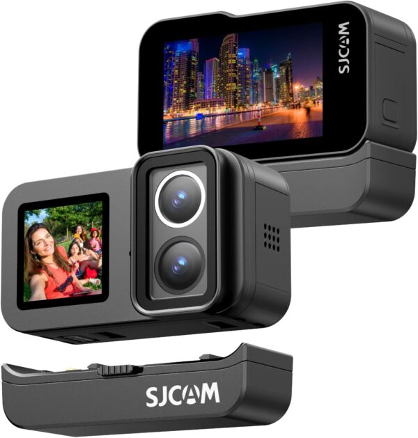 SJCAM Câmera de Ação SJ20 4K, Lente Dupla F2.0/F1.3, FOV 154°, Pouca Luz, Bateria 1850 mAh, Estabilização, Impermeável, Zoom 8X, Kits de Capacete, Suporte a Microfone Externo e Controle Remoto