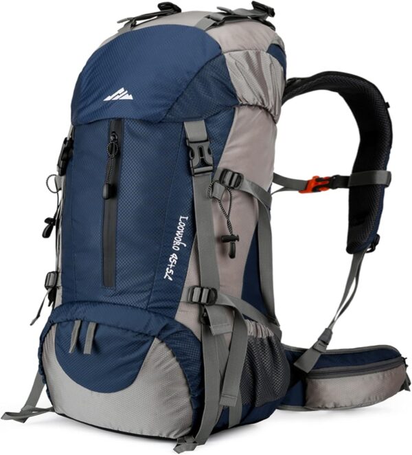 71GGVqwBoL._AC_SL1500_.jpg Mochila de caminhada de 50 L da Loowoko, bolsa impermeável para acampamento essencial com capa de chuva, mochila leve de 45 + 5 litros