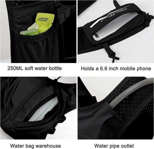 INOXTO Colete De Hidratação Para Corrida, Mochila Leve Com Isolamento Térmico E Garrafa Térmica Macia De 250 Ml, Mochila Para Caminhadas, Trilhas, Corrida, Ciclismo, Maratona Para Mulheres E Homens