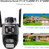 Câmera IP Sem Fio de Segurança Externa HD 3MP, Câmera de Visão Noturna Infravermelha WiFi, Dupla Lente Grande Angular, IP66 à Prova D'água e à Prova de Poeira, Luz de Advertência