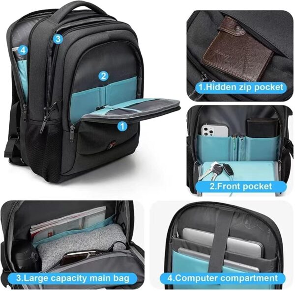 71HbU3YFsgL._AC_SL1500_.jpg Mochila Executiva Para Notebook Impermeável de até 15.6 Polegadas, Multifuncionais Resistente para Viagens de Negócios Grande Escola Trabalho Viagens Mochila Casual
