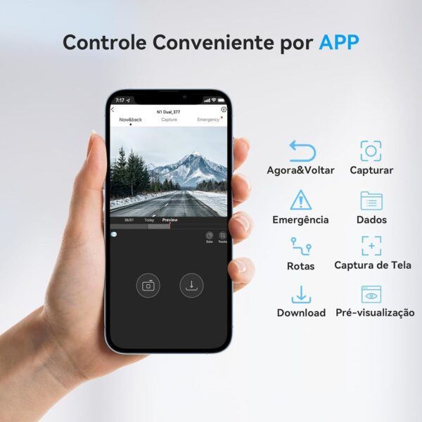 71Hp5K24yL._AC_SL1500_.jpg DDPAI N1 Câmera Veicular Dupla 1296P + 1080P com Wi-Fi, Câmera para Carro com Visão Noturna, Sensor G, Gravação em Loop e Modo Estacionamento 24h, Supercapacitor (Cartão SD Não Incluído)