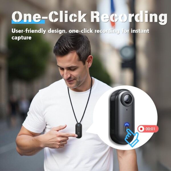 Câmera corporal 128G 4K, câmera tamanho polegar, câmera vestível com clipe giratório de 360° e clipe magnético, 120 minutos para gravação, levar para palestras, viagens, caminhadas com