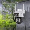 Câmera de Segurança WiFi Externa HD 3MP, IP Sem Fio com Visão Noturna Infravermelha, Dupla Lente Grande Angular, À Prova D'Água IP66, Detecção de Movimento e Áudio Bidirecional