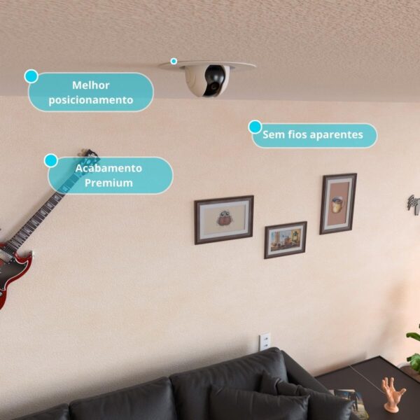 Suporte de Embutir para Teto – Compatível com Câmera Intelbras IME 360 – Giro 360° – Branco