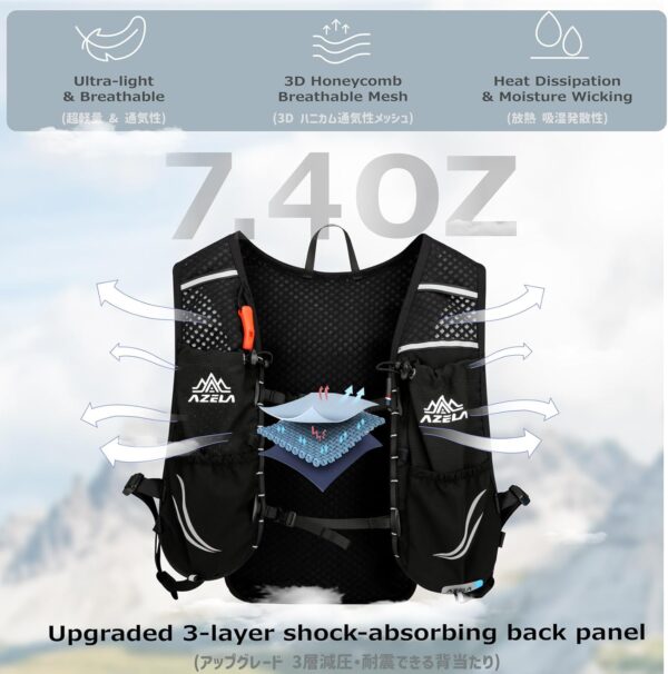Azarxis Mochila de hidratação para caminhada, corrida, 10 L, colete para mulheres, homens, leve, ciclismo, trilha, corrida, corrida