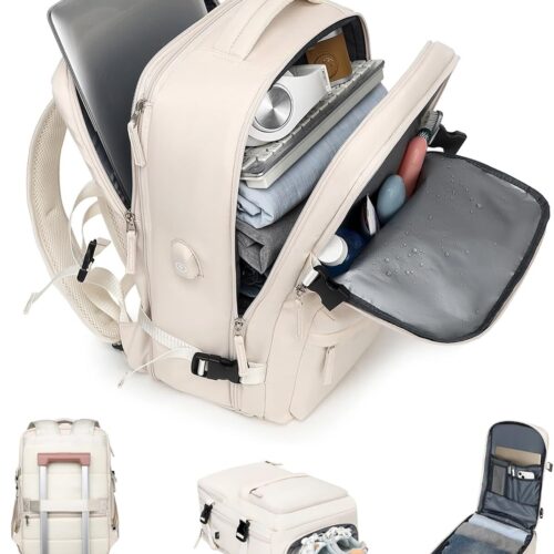 71MizJML1UL._AC_SL1500_.jpg Mochila de Viagem Feminina Expansível 30-40L, Antifurto com Porta USB, Compartimento para Laptop 17.3", Aprovado como Bagagem de Mão, Leve 0.88kg, para Homens e Mulheres, Trabalho e Passeio
