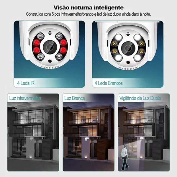 Câmera de Segurança wi-fi 360º Full HD bivolt inteligente Smart Detecção de Movimento sem fio giratória 360 com aúdio, Icsee a prova dagua Espiã Full HD 1080p IP66 Infravermelho Visão Noturna