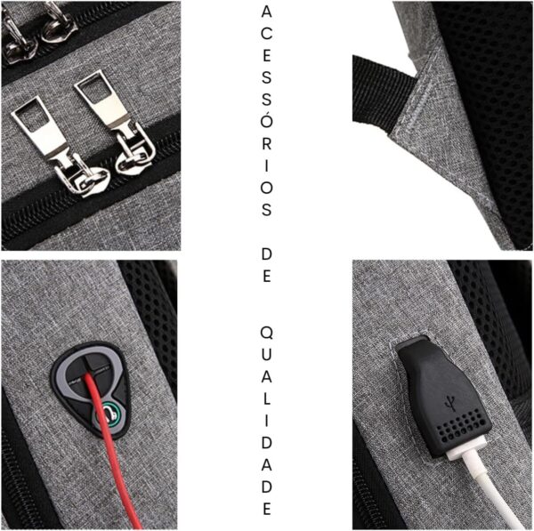 Mochila Executiva Impermeável Usb Senha Resistente Compacta (Cinza)